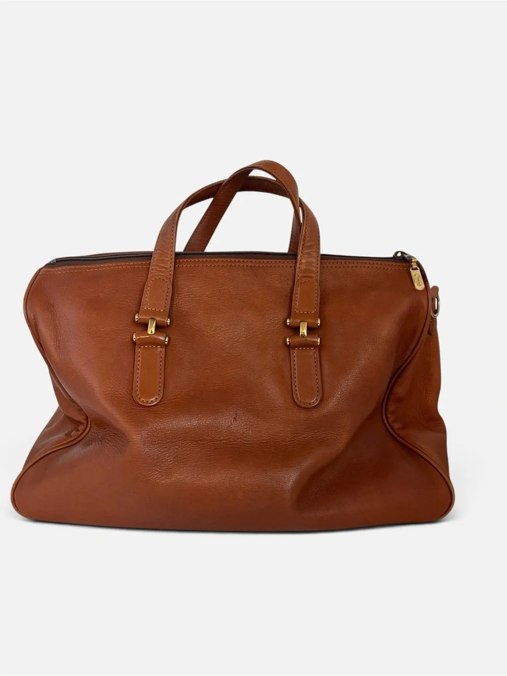Tan Brown Leather Travel Tote